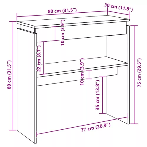 Betonszürke szerelt fa tálalóasztal 80 x 30 x 80 cm