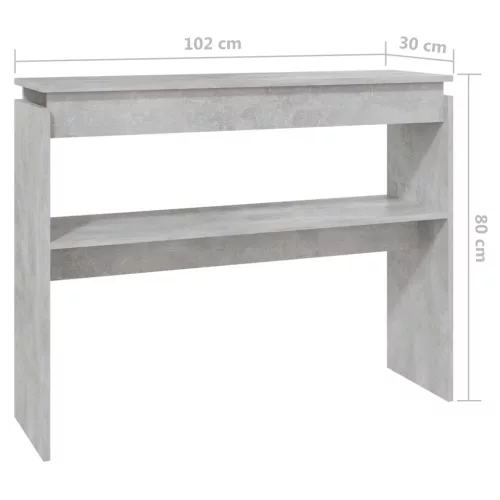 Betonszürke szerelt fa tálalóasztal 102 x 30 x 80 cm