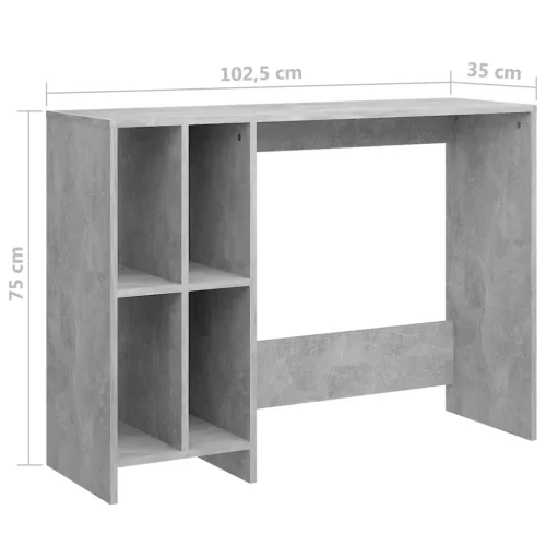 Betonszürke szerelt fa laptopasztal 102,5 x 35 x 75 cm
