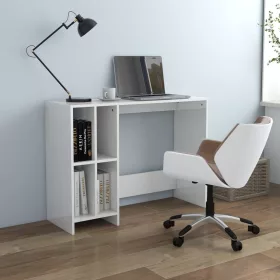   Magasfényű fehér szerelt fa laptopasztal 102,5 x 35 x 75 cm