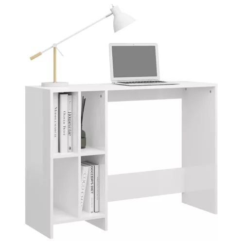 Magasfényű fehér szerelt fa laptopasztal 102,5 x 35 x 75 cm