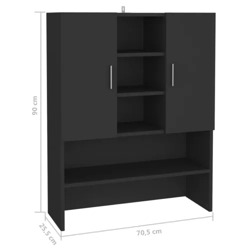 Fekete mosógépszekrény 70,5 x 25,5 x 90 cm