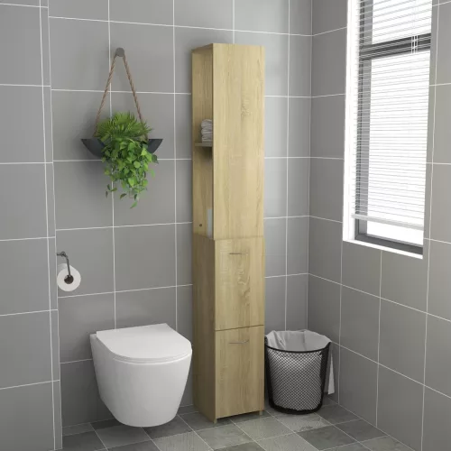 Sonoma tölgy színű szerelt fa fürdőszobaszekrény 25x26,5x170 cm