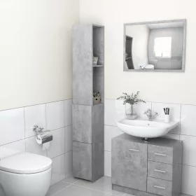 Betonszürke szerelt fa fürdőszobaszekrény 25x26,5x170 cm