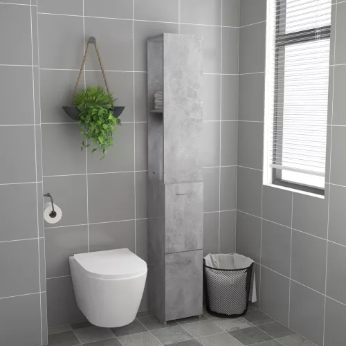 Betonszürke szerelt fa fürdőszobaszekrény 25x26,5x170 cm