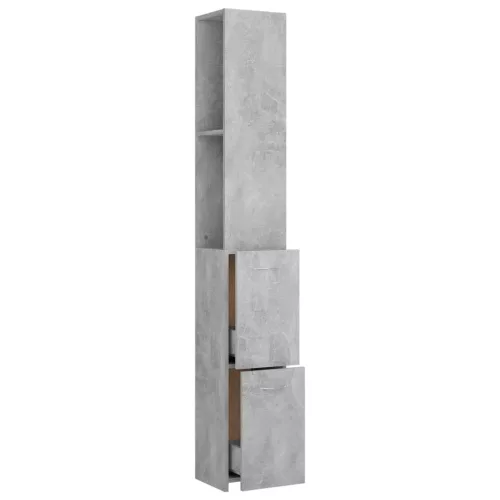 Betonszürke szerelt fa fürdőszobaszekrény 25x26,5x170 cm