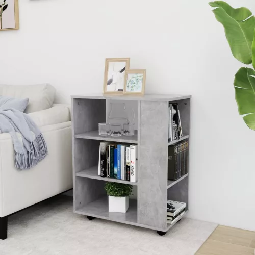Betonszürke szerelt fa kerekes szekrény 60 x 35 x 75 cm