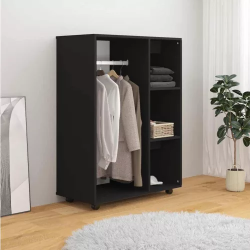 Fekete szerelt fa ruhásszekrény 80 x 40 x 110 cm