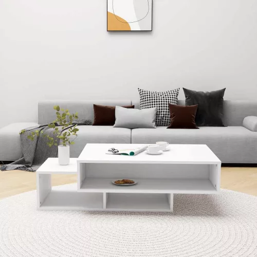 Fehér szerelt fa dohányzóasztal 105 x 55 x 32 cm