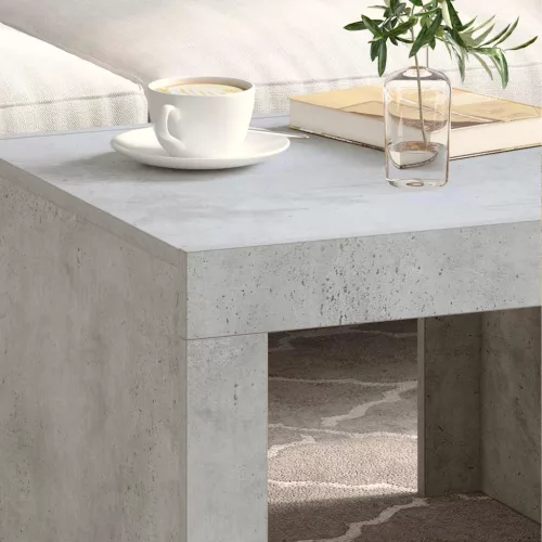 Betonszürke szerelt fa dohányzóasztal 50 x 50 x 35 cm
