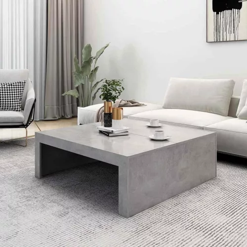 Betonszürke szerelt fa dohányzóasztal 100 x 100 x 35 cm