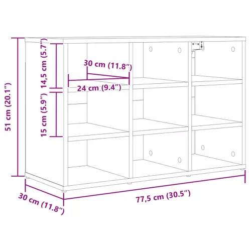 Cipősszekrény polcokkal Beton szürke 77.5 x 30 x 51 cm Faanyag