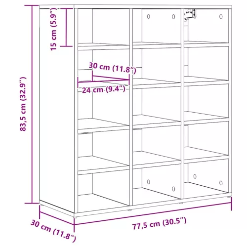 Cipősszekrény sonoma tölgy 77.5 x 30 x 83.5 cm Faanyag
