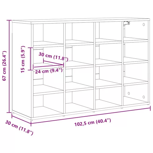 Cipősszekrény polcokkal sonoma tölgy 103 x 30 x 67 cm Faanyag
