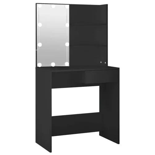 Fekete fésülködőasztal LED-del 74,5 x 40 x 141 cm