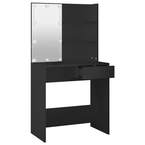 Fekete fésülködőasztal LED-del 74,5 x 40 x 141 cm