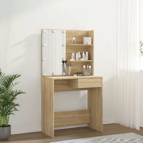 Sonoma tölgy színű LED-es fésülködőasztal 74,5 x 40 x 141 cm