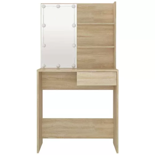 Sonoma tölgy színű LED-es fésülködőasztal 74,5 x 40 x 141 cm