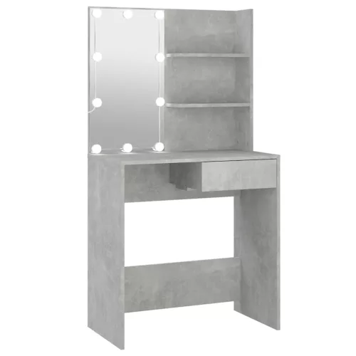 Betonszürke fésülködőasztal LED-del 74,5 x 40 x 141 cm