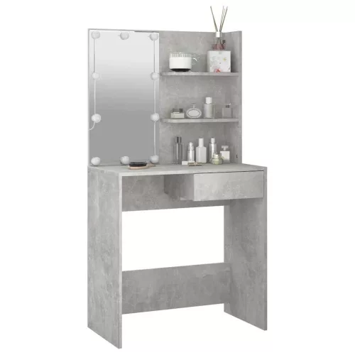 Betonszürke fésülködőasztal LED-del 74,5 x 40 x 141 cm