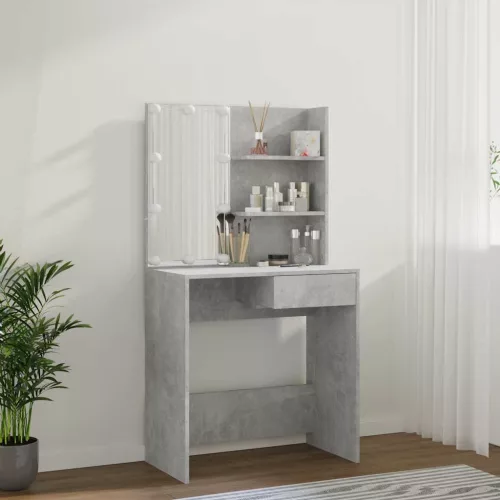 Betonszürke fésülködőasztal LED-del 74,5 x 40 x 141 cm
