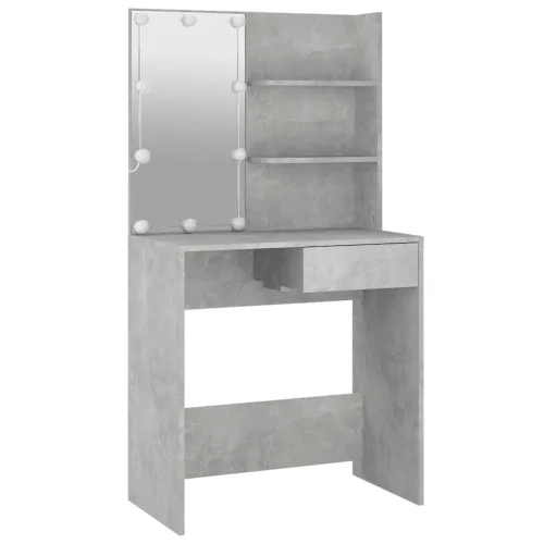 Betonszürke fésülködőasztal LED-del 74,5 x 40 x 141 cm