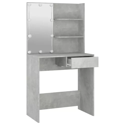 Betonszürke fésülködőasztal LED-del 74,5 x 40 x 141 cm