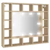 Sonoma tölgyszínű tükrös szekrény LED-ekkel 91 x 15 x 76,5 cm