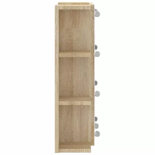 Sonoma tölgy színű tükrös szekrény LED-ekkel 70 x 16,5 x 60 cm