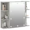 Betonszürke tükrös szekrény LED-ekkel 70 x 16,5 x 60 cm