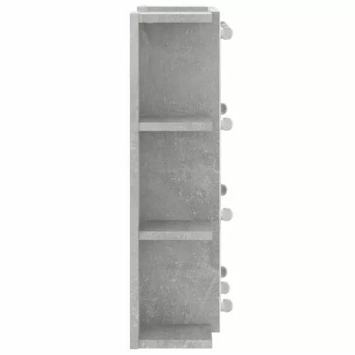 Betonszürke tükrös szekrény LED-ekkel 70 x 16,5 x 60 cm