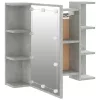 Betonszürke tükrös szekrény LED-ekkel 70 x 16,5 x 60 cm