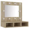 Sonoma tölgy tükrös szekrény LED-ekkel 60 x 31,5 x 62 cm