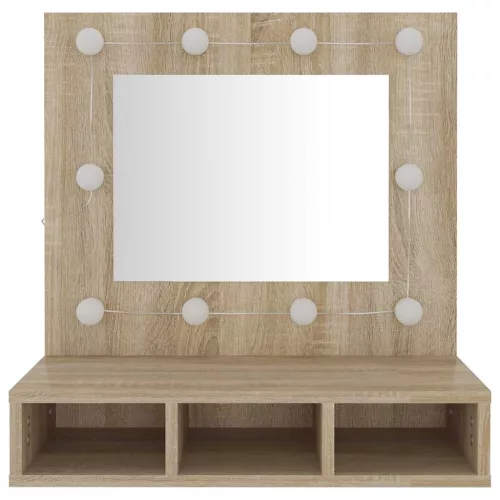 Sonoma tölgy tükrös szekrény LED-ekkel 60 x 31,5 x 62 cm