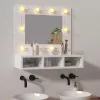 Magasfényű fehér tükrös szekrény LED-ekkel 60 x 31,5 x 62 cm