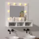 Magasfényű fehér tükrös szekrény LED-ekkel 60 x 31,5 x 62 cm