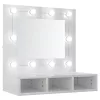 Magasfényű fehér tükrös szekrény LED-ekkel 60 x 31,5 x 62 cm