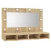 Sonoma tölgy tükrös szekrény LED-ekkel 90 x 31,5 x 62 cm