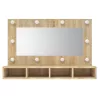 Sonoma tölgy tükrös szekrény LED-ekkel 90 x 31,5 x 62 cm
