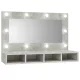 Betonszürke tükrös szekrény LED-ekkel 90 x 31,5 x 62 cm