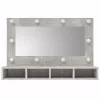 Betonszürke tükrös szekrény LED-ekkel 90 x 31,5 x 62 cm