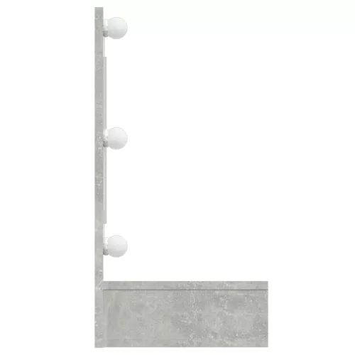 Betonszürke tükrös szekrény LED-ekkel 90 x 31,5 x 62 cm