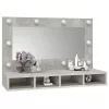 Betonszürke tükrös szekrény LED-ekkel 90 x 31,5 x 62 cm