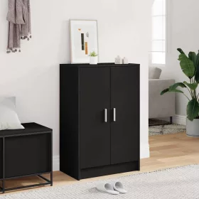 Fekete szerelt fa cipősszekrény 60 x 35 x 92 cm