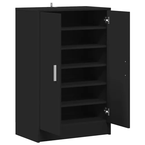 Fekete szerelt fa cipősszekrény 60 x 35 x 92 cm