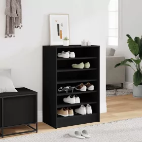 Fekete szerelt fa cipősszekrény 60 x 35 x 92 cm
