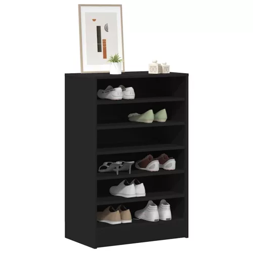 Fekete szerelt fa cipősszekrény 60 x 35 x 92 cm