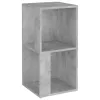 Betonszürke szerelt fa sarokszekrény 33 x 33 x 67 cm