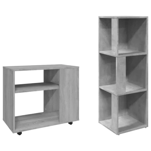 Betonszürke szerelt fa sarokszekrény 33 x 33 x 100 cm