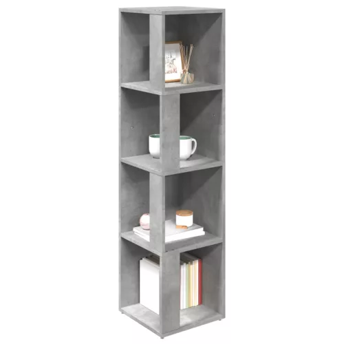 Betonszürke szerelt fa sarokszekrény 33 x 33 x 132 cm